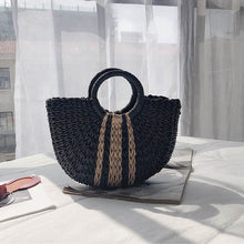 Load image into Gallery viewer, Half Moon Straw Tote Straw handbags Summer beach bags Straw bag Handmade Vintage Woven Handbag For Women