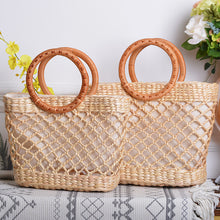 Load image into Gallery viewer, Lovevook woven straw bags women handbag with top-handle hollow out summer beach bags for travel/picnic bamboo and rattan bags
