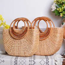 Load image into Gallery viewer, Lovevook woven straw bags summer beach bags for ladies rattan bags for travel luxury handbag women bag designer Bohemia moon bag
