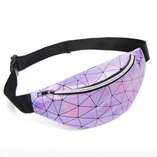 Load image into Gallery viewer, Women's fashion Waist Packs personalized rock and roll color PU leather flashing lattice belt bag nerka fanny pack
