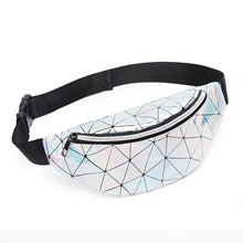 Load image into Gallery viewer, Women's fashion Waist Packs personalized rock and roll color PU leather flashing lattice belt bag nerka fanny pack
