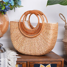 Load image into Gallery viewer, Lovevook woven straw bags summer beach bags for ladies rattan bags for travel luxury handbag women bag designer Bohemia moon bag
